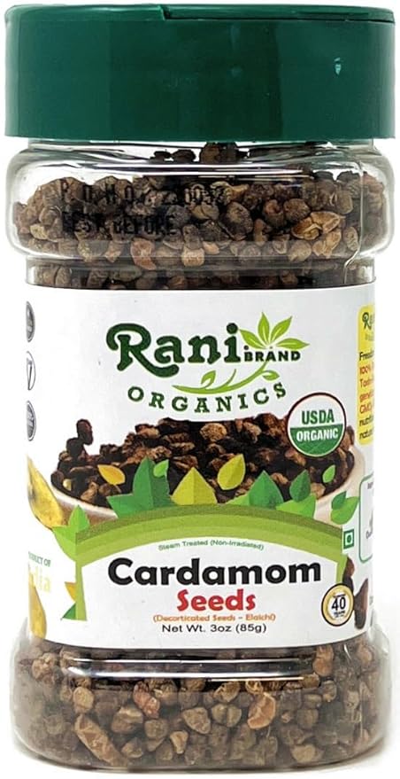 Rani Organic Cardamom (Elachi) Decorticated Seeds (from Green Cardamom) Indian Spice 3.5oz (100g)