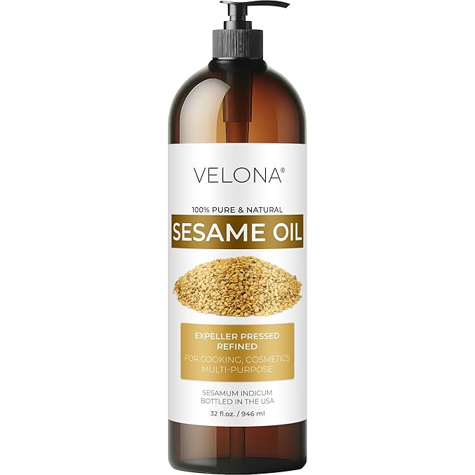 Sesame Seed Oil by Velona - 32 fl oz | 100% Pure and Natural Carrier Oil | Refined, Expeller