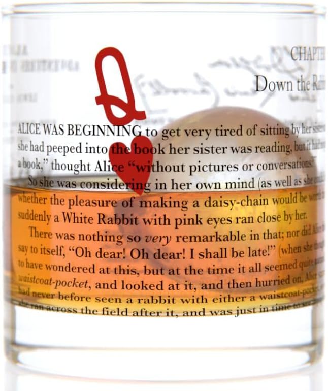Well Told Classic Literature Rocks Glass - Alice's Adventures in Wonderland by Lewis Carroll - Old