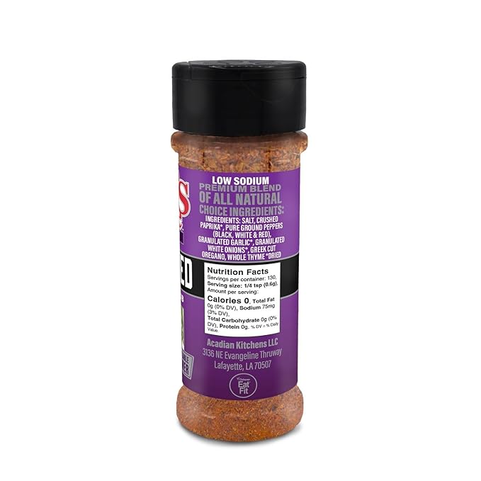 Cajun's Choice Blackened Seasoning - 2.75 oz Jar, All Natural, Low Salt, Gluten-Free - Authentic