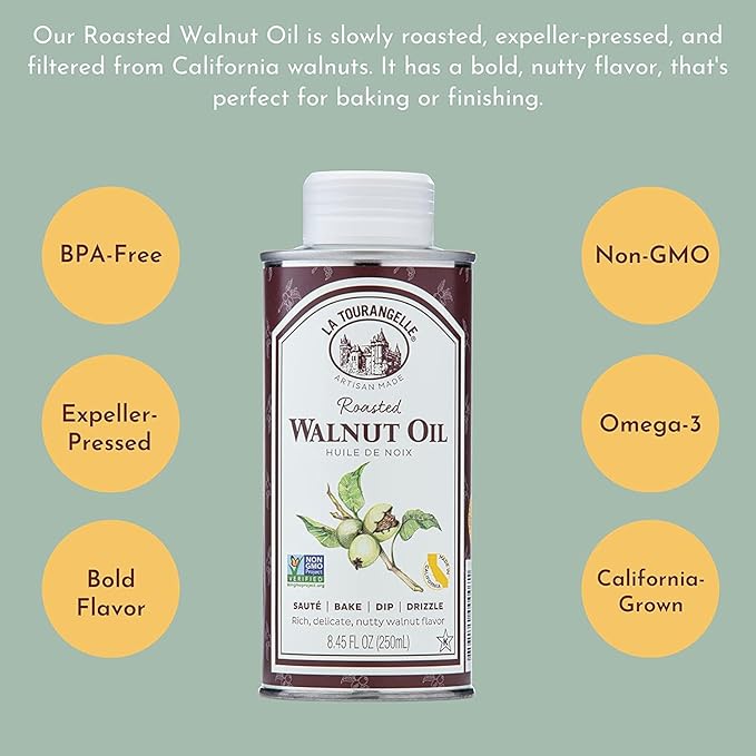 La Tourangelle, Roasted Walnut Oil, Plant-Based Source of Omega-3 Fatty Acid, Cooking, Baking, &