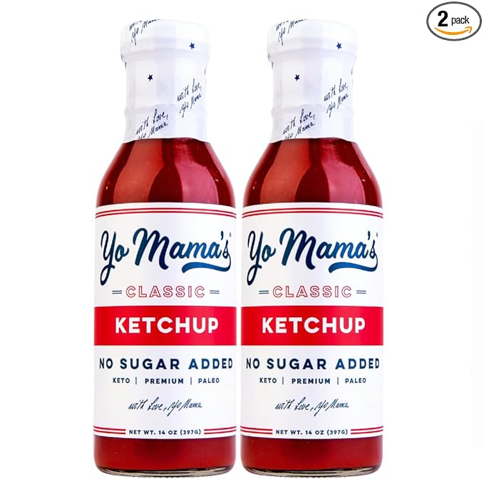 Yo Mama's Foods Keto Classic Ketchup ??Pack of (2) - Zero Calorie, No Sugar Added, Low Carb, Vegan