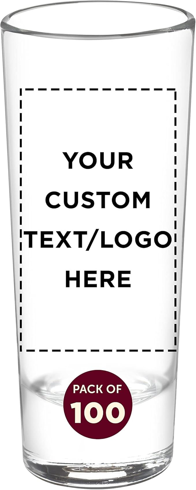 Custom Cordial Shooter Shot Glasses 2 oz. Set of 100, Personalized Bulk Pack - Great for Birthdays