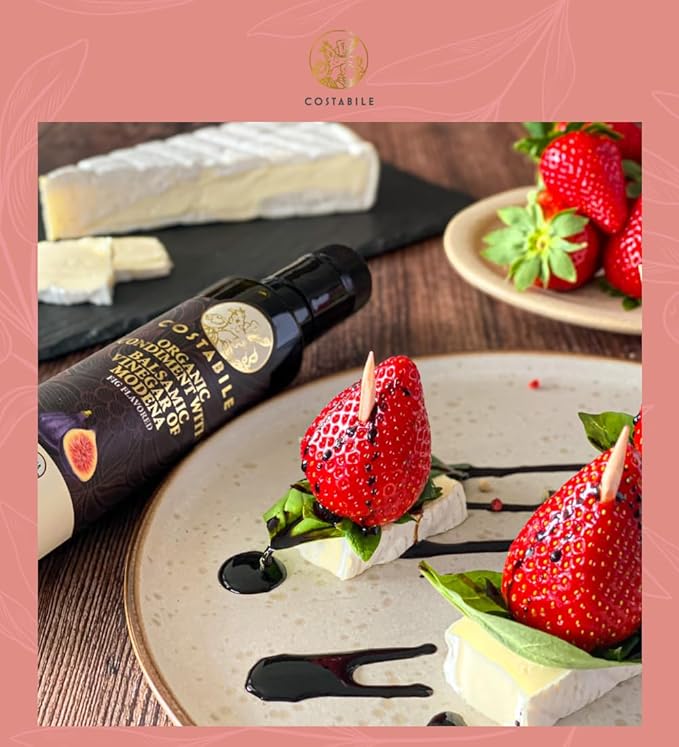 Fig Flavored Balsamic Vinegar Organic of Modena, Aged Made in Italy, Natural Blend, Thick Texture