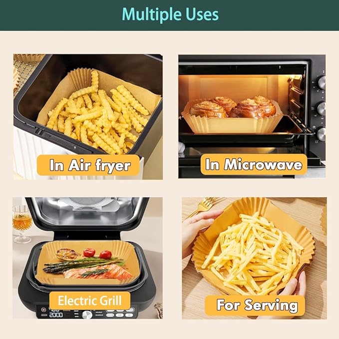 parchment paper for air fryer, 7.9inch square air fryer liners disposable,125PCS Non-stick