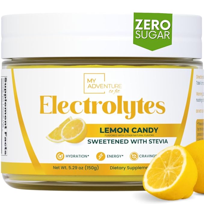 Zero Sugar - Lemon Candy Electrolytes Powder - Refreshing Hydration - Caffeine Free Energy with All