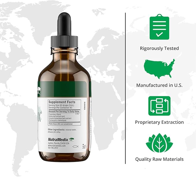 NutraMedix GlucoMedix - Bioavailable Cat's Claw & Stevia Liquid Drops - Metabolic Support to Help