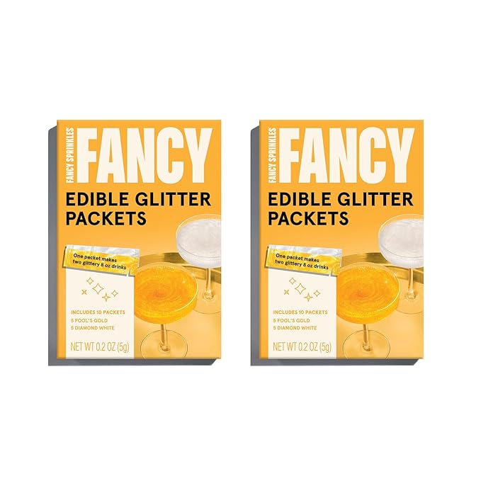 Fancy Sprinkles Pop The Bubbly Edible Glitter Packets Portable & On-The-Go for Sparkling Drinks