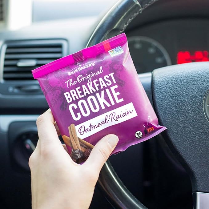 Erin Baker's Breakfast Cookies - Oatmeal Raisin, Whole Grain, Non-GMO, Naturally Sweetened, Healthy