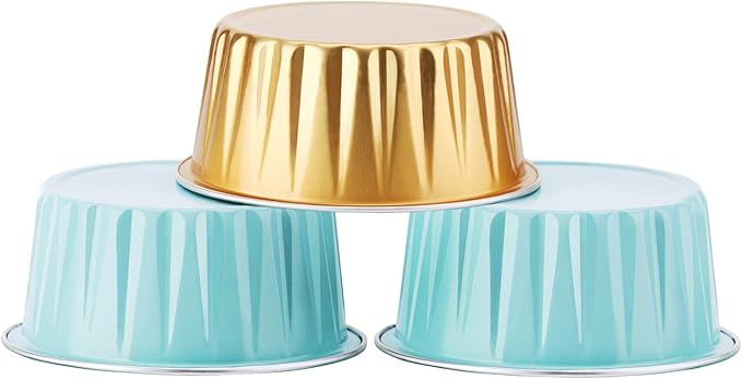 EUSOAR Aluminum Foil Cups, 5 oz 60pcs Baking Cups with Lids, 125ml Snacks Desserts Flan, Cupcake