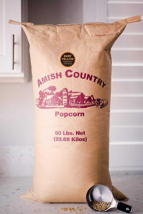 Amish Country Popcorn | 50 LB Baby Yellow Popcorn | Old Fashioned, Non-GMO and Gluten Free (50lb
