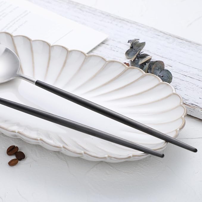 Salad Servers,Spoon and Fork Set 11.41 inch,18/10 Stainless Steel Salad Serving Titanium Plating