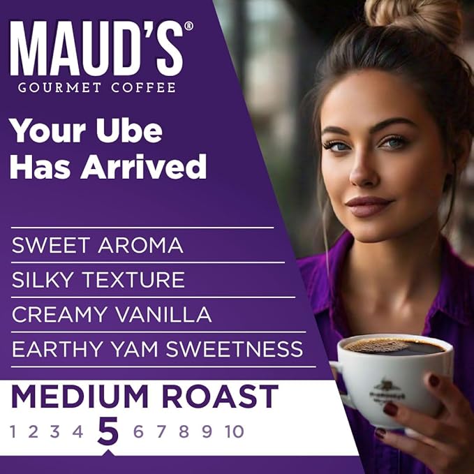 Maud's Vanilla Ube Flavored Coffee Pods, 18 ct, Medium Roast Flavored Coffee in Recyclable Single