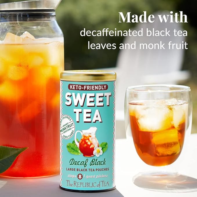 The Republic of Tea – Keto-Friendly Sweet Iced Decaf Black Tea, 8 Large Quart-Sized Iced Tea