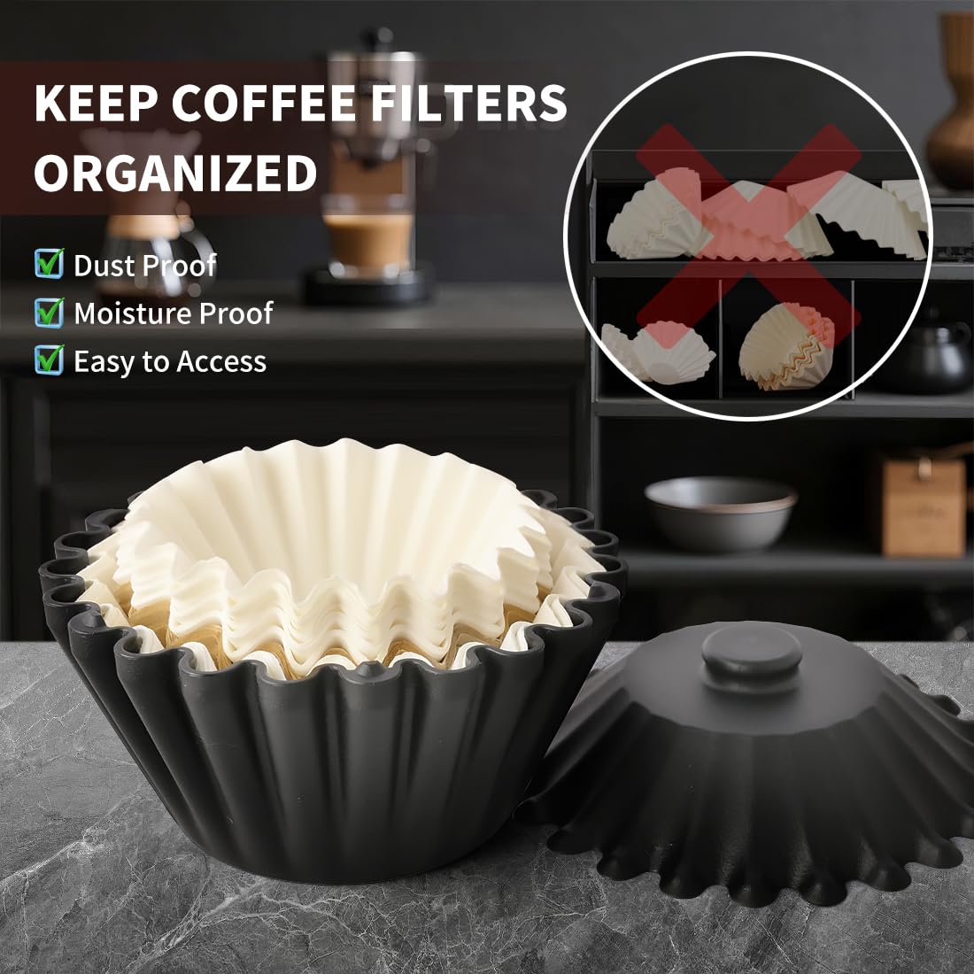 Basket Coffee Filter Holder Storage-Container - Coffee Bar Counter Accessories Decor Pour Over