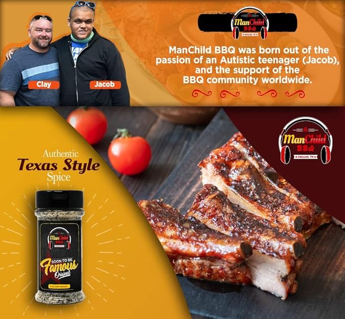 All-Purpose Salt Pepper Garlic BBQ Rub by Manchild, Authentic Texas Style Dry Rub for Beef