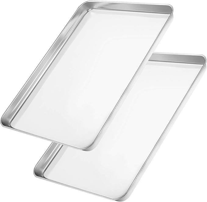 Wildone Baking Sheet Set of 2 - Stainless Steel Cookie Sheet Baking Pan, Size 9 x 7 x 1 inch, Non