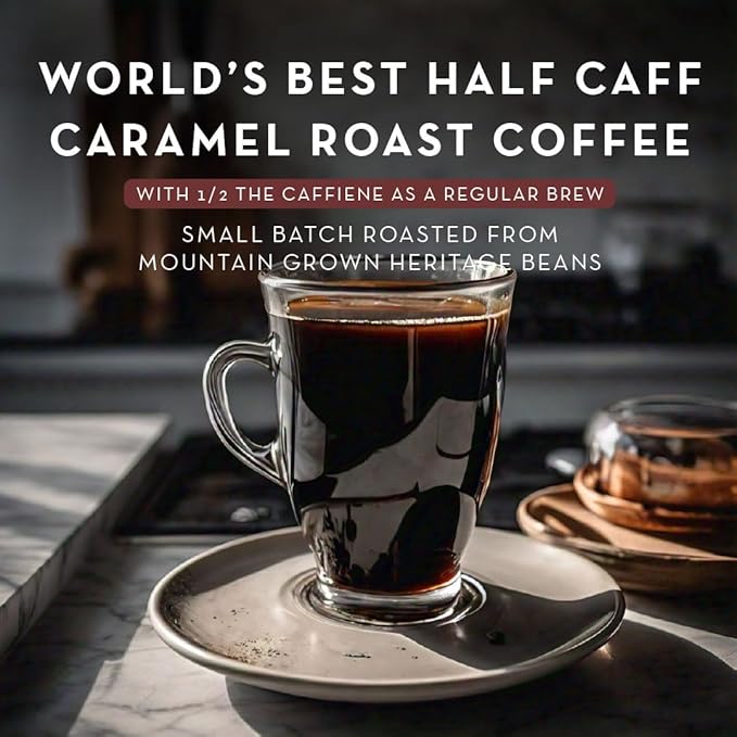 World's Best Half Caff Caramel Coffee Pods, 18 ct, Medium Roast Flavored Coffee in Recyclable