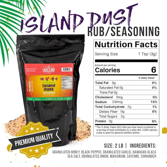Lane's Island Dust Rub Alaea Hawaiian Sea Salt Seasoning Salt, All-Natural Hawaiian Alea Red Sea