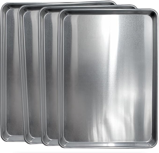 Commerical Quality Cookie Sheet Pan - 4 Pack Aluminum Half Sheet Baking Pan by Saffron & Sage Home