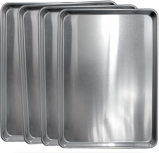 Commerical Quality Cookie Sheet Pan - 4 Pack Aluminum Half Sheet Baking Pan by Saffron & Sage Home