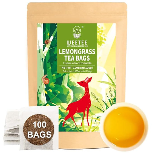 WT WEETEE Lemongrass Tea Bags, 100 Count Pure Lemon Grass Leaves Tea Bags, Natural Caffeine Free