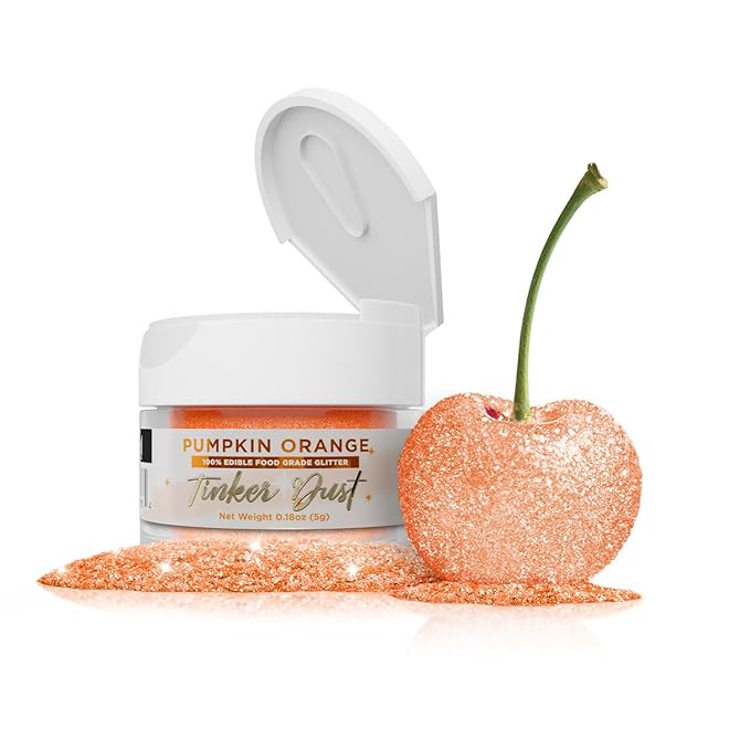 Bakell - Pumpkin Orange Tinker Dust (5g, 1x Jar) Edible Glitter for Food, Desserts, and Beverages!