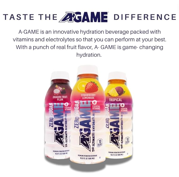 A-GAME Zero Sugar Sports Drink, Dragon Fruit Plum Zero Sugar, The Ultimate Sugar Free Hydration