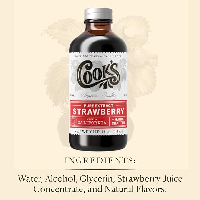 Cook's, Strawberry Extract for Baking, Preserves, Syrup, Cookies, Cakes, 4 oz