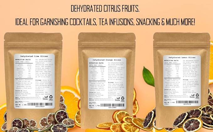 3-Pack Dehydrated Orange, Lemon, Lime Slices | 4.5 OZ | Approx 50+ Slices In Total | 100% Natural |