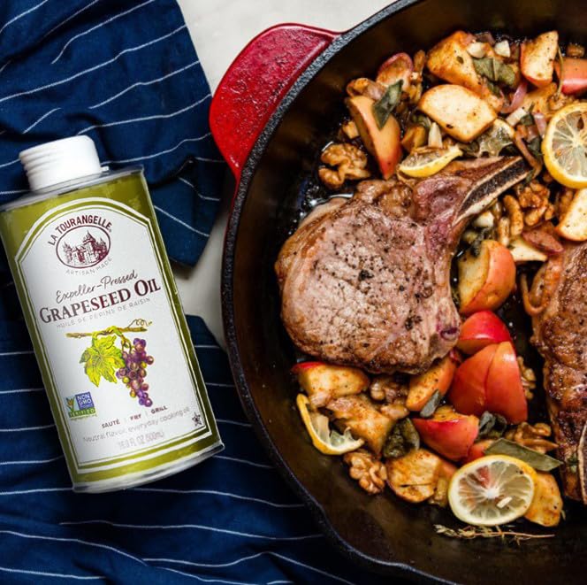 La Tourangelle, Expeller-Pressed Grapeseed Oil, High Heat Neutral Cooking Oil, Cast Iron Seasoning