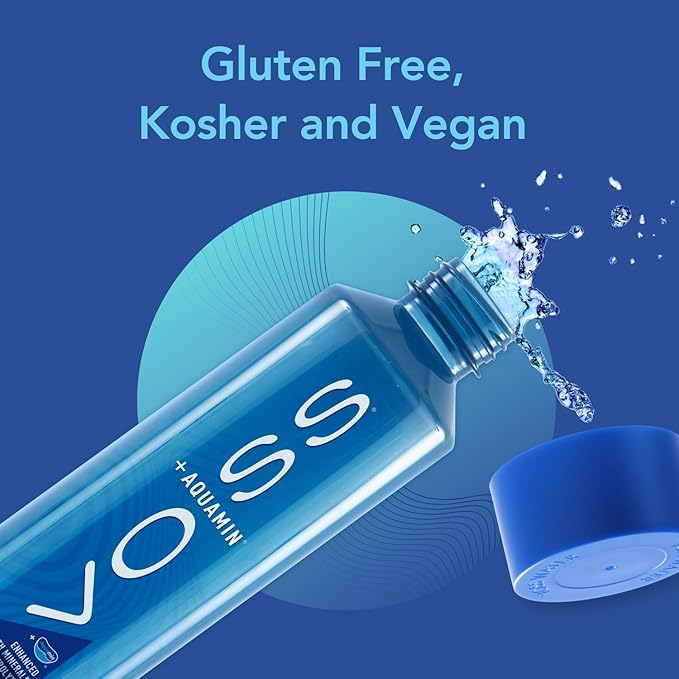 VOSS+ Aquamin Enhanced Water - Pack of 12 Bottles, 850ml Each - Purified Hydrating Water - 74 Trace