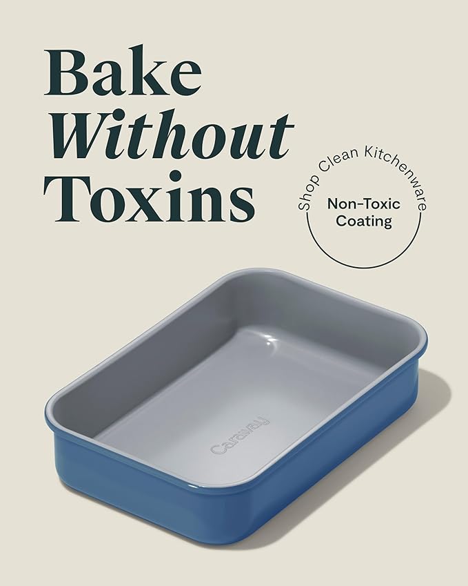 Caraway Nonstick 9??x 6.5??Small Rectangle Baking Pan Duo ??Non-Toxic, PTFE & PFOA Free