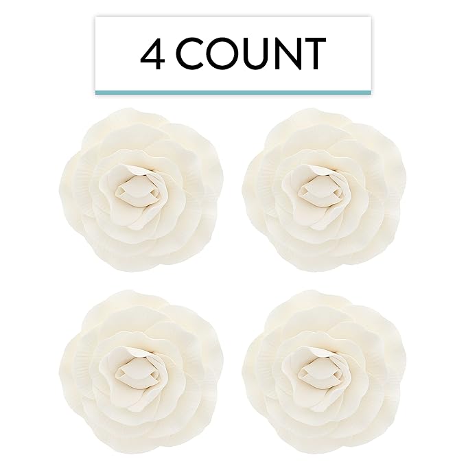 Global Sugar Art Peony Rose Sugar Cake Flowers, White, 4 Count by Chef Alan Tetreault