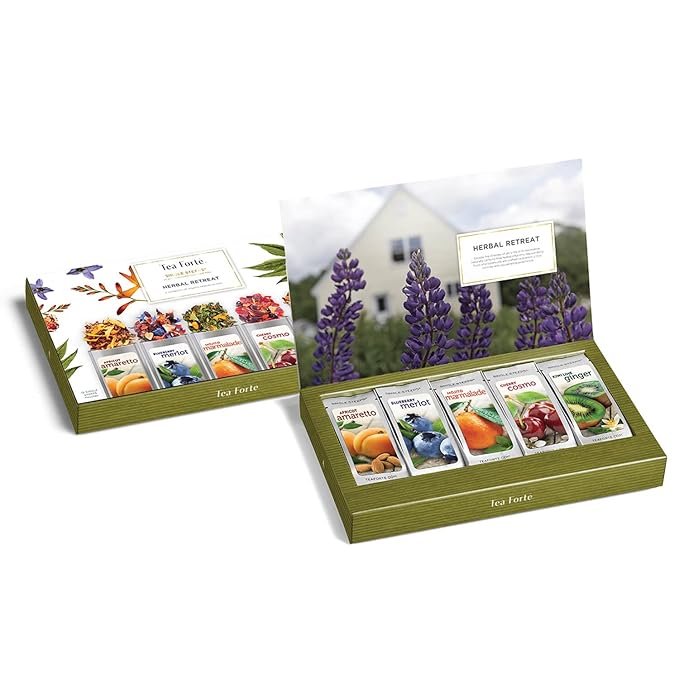 Tea Forte Single Steeps Loose Leaf Herbal Retreat Premium Tea Sampler 15 Count 3 of Each Assorted