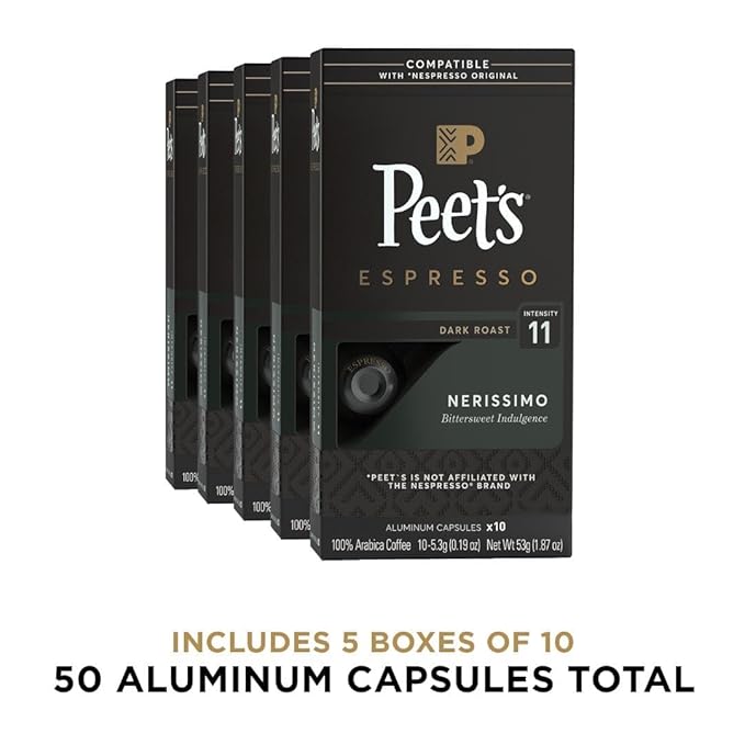 Peet's Coffee, Dark Roast Espresso Capsules, Compatible with Nespresso Original Machine - Nerissimo