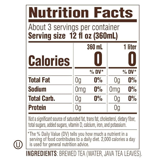 Tejava Original Unsweetened Black Iced Tea, 12 Pack, 1 Liter Glass Bottles, Non-GMO, Kosher, No