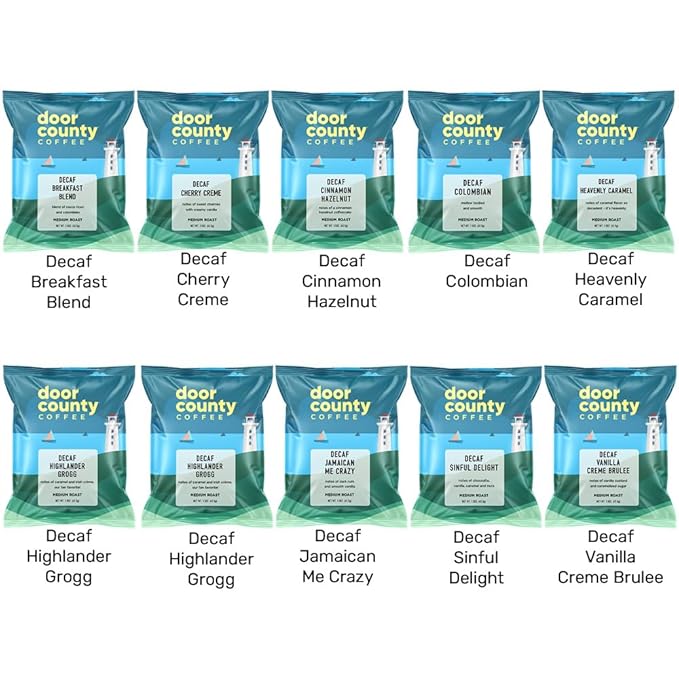 Gourmet Flavored Decaf Coffee Sampler Pack - 10 Bags of Unique Flavored Coffees ??100% Specialty