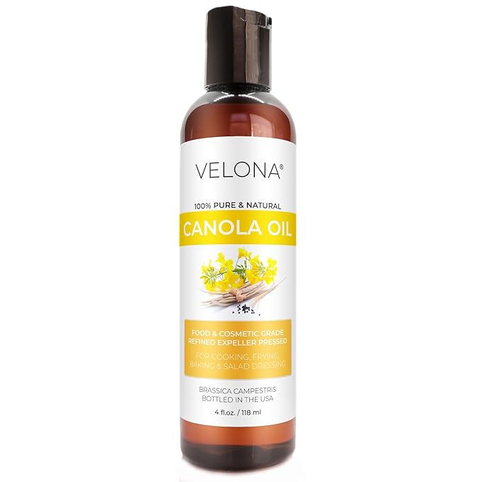 velona Canola Seed Oil 4 fl oz | 100% Pure and Natural Carrier Oil | Refined, Expeller pressed |
