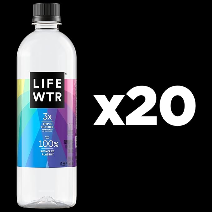 LIFEWTR Premium Purified Water, pH Balanced with Electrolytes, 100% recycled plastic bottles, 20 Fl