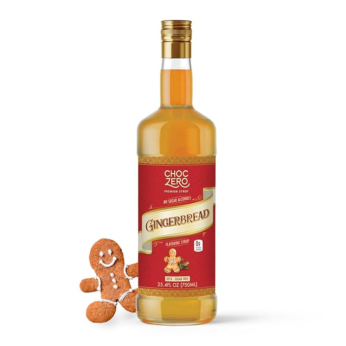 ChocZero Sugar Free Coffee Syrup, Gingerbread Flavor, Simple Syrup Drink Mix, Gingerbread Latte