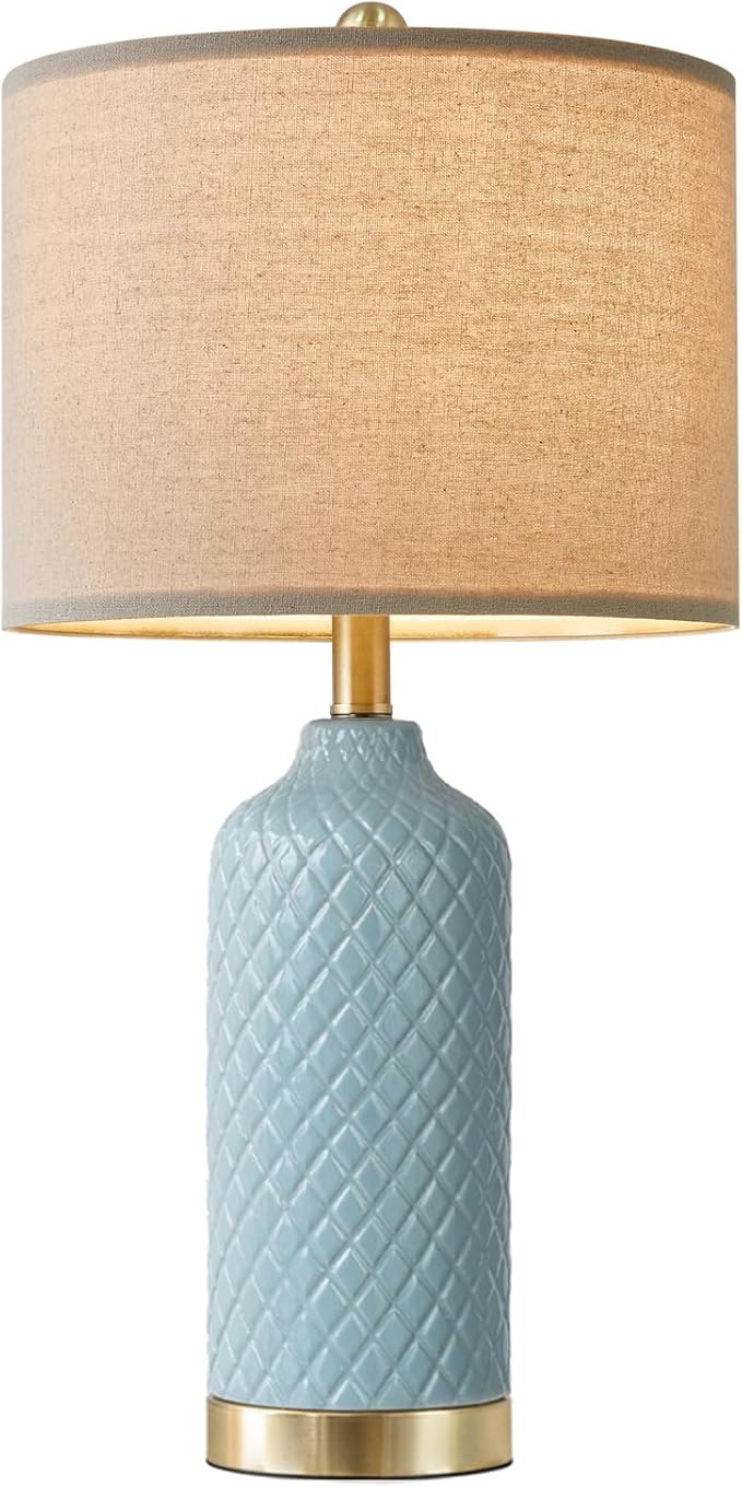 24.25" Table Lamps Modern Ceramic Blue Lamps for Living Room Farmhouse Bedside Lamps Boho Lamps for