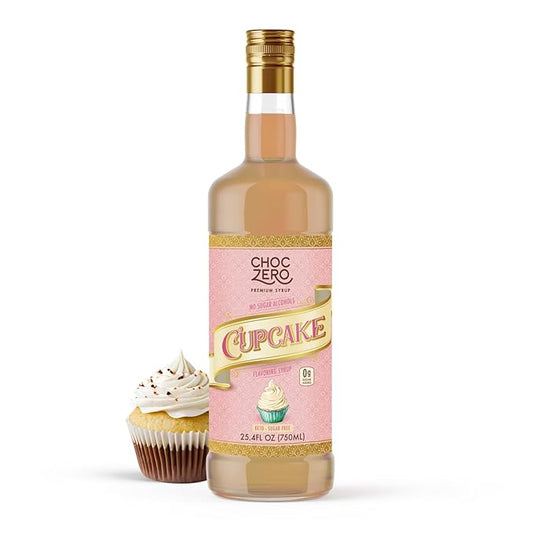 ChocZero Sugar Free Coffee Syrup, Cupcake Flavor, No Sucralose Simple Syrup Drink Mix, Birthday