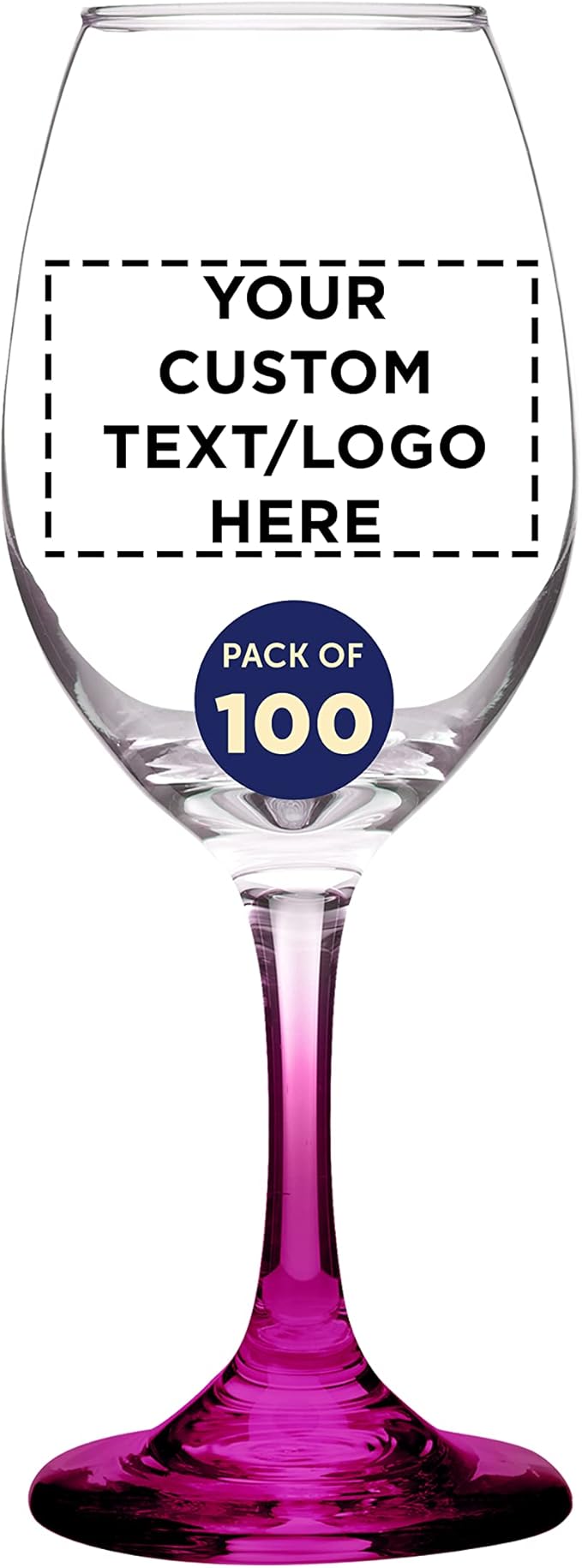 Custom Rioja Wine Glasses with Stem 10 oz. Set of 100, Personalized Bulk Pack - Color Bottom