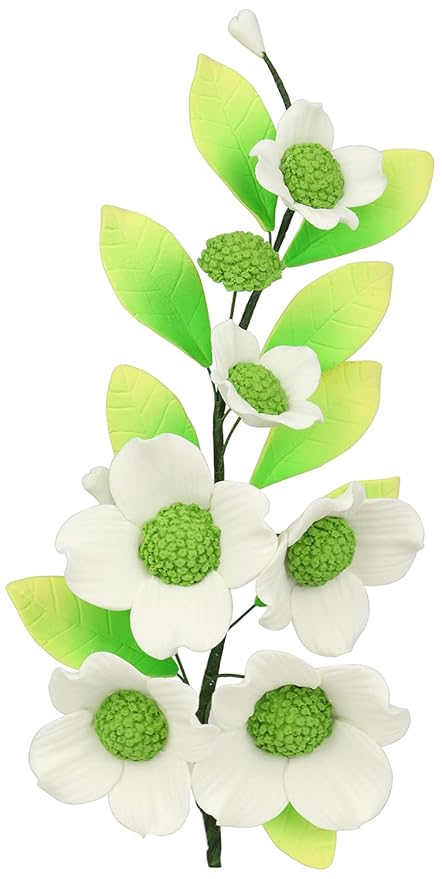 O'Creme Gumpaste Edible Flower Spray for Cake Decorating, White Dogwood - Sugar Paste Flower