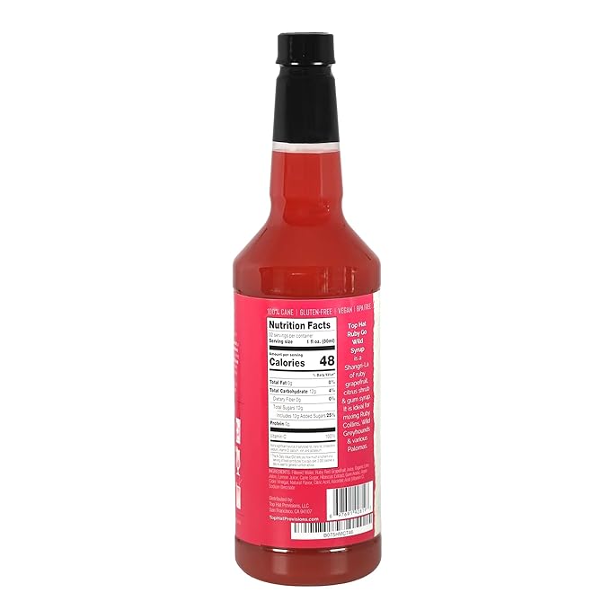 Top Hat Ruby Go Wild - Hibiscus & Grapefruit Flavor - Paloma Drink Mix - Hibiscus Syrup 5x