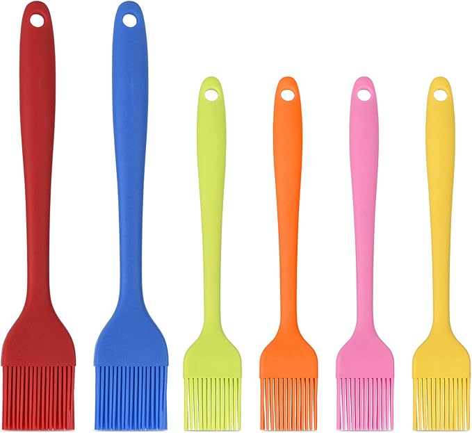 Silicone Basting Brush Set 6 Pack Heat Resistant Pastry Brushes Spread Oil Butter Sauce for BBQ