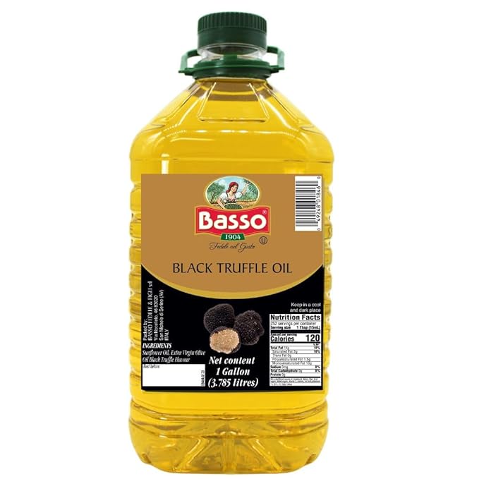 BASSO 1904 Black Truffle Infused Oil ??Bulk 1 Gallon (3.785L) ??Italian Extra Virgin Olive Oil with