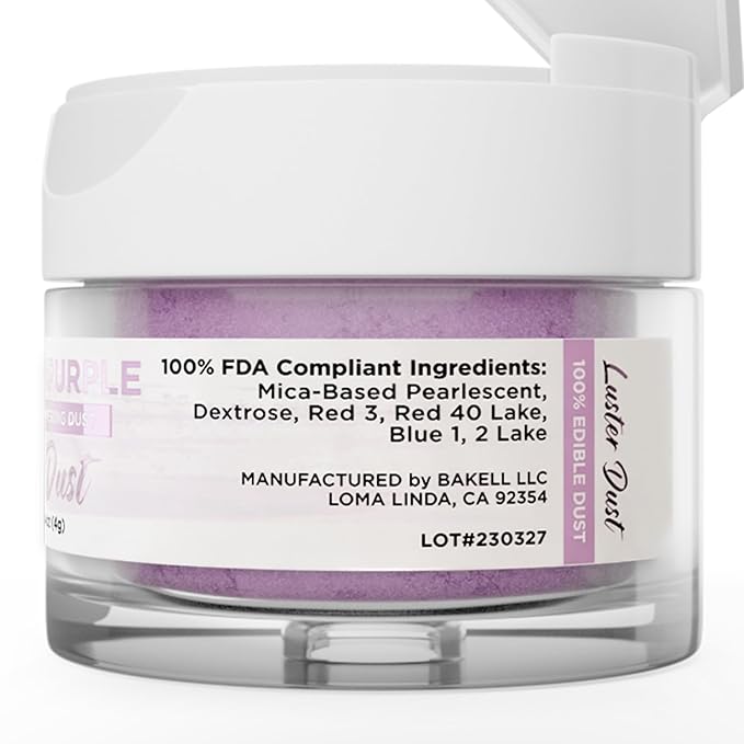 Luster Dust - Lavender Purple (4g 1x Jar) | Edible Vegan Dust & Paint for Cake Decorating, Ice