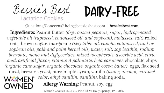 Bessie?셲 Best Lactation Cookies | Dairy Free Lactation Cookies | Oatmeal Peanut Butter Chocolate